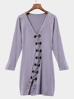 NEW FEELING Womens Grey V-Neck Dresses