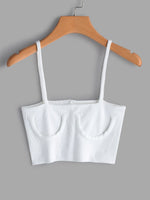 Wholesale Square Neck Plain Spaghetti Strap Sleeveless White Camis