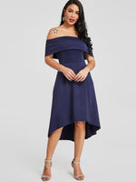 OEM Ladies Dark Blue Off The Shoulder Dresses