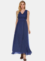 Wholesale V-Neck Sleeveless Lace Tiered Maxi Dress