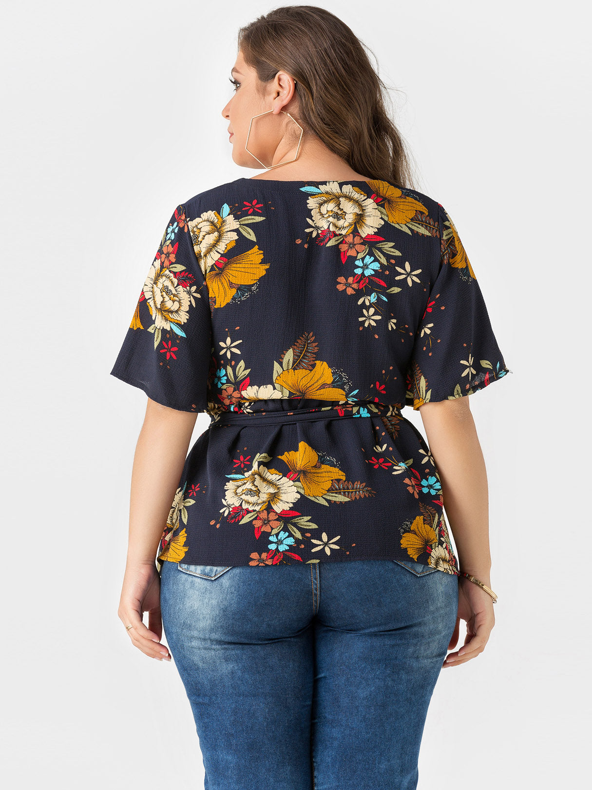 NEW FEELING Womens Black Plus Size Tops