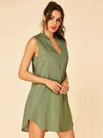 OEM Ladies Green V-Neck Dresses