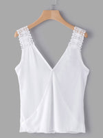 Wholesale Deep V Neck Plain Backless Sleeveless White Blouses