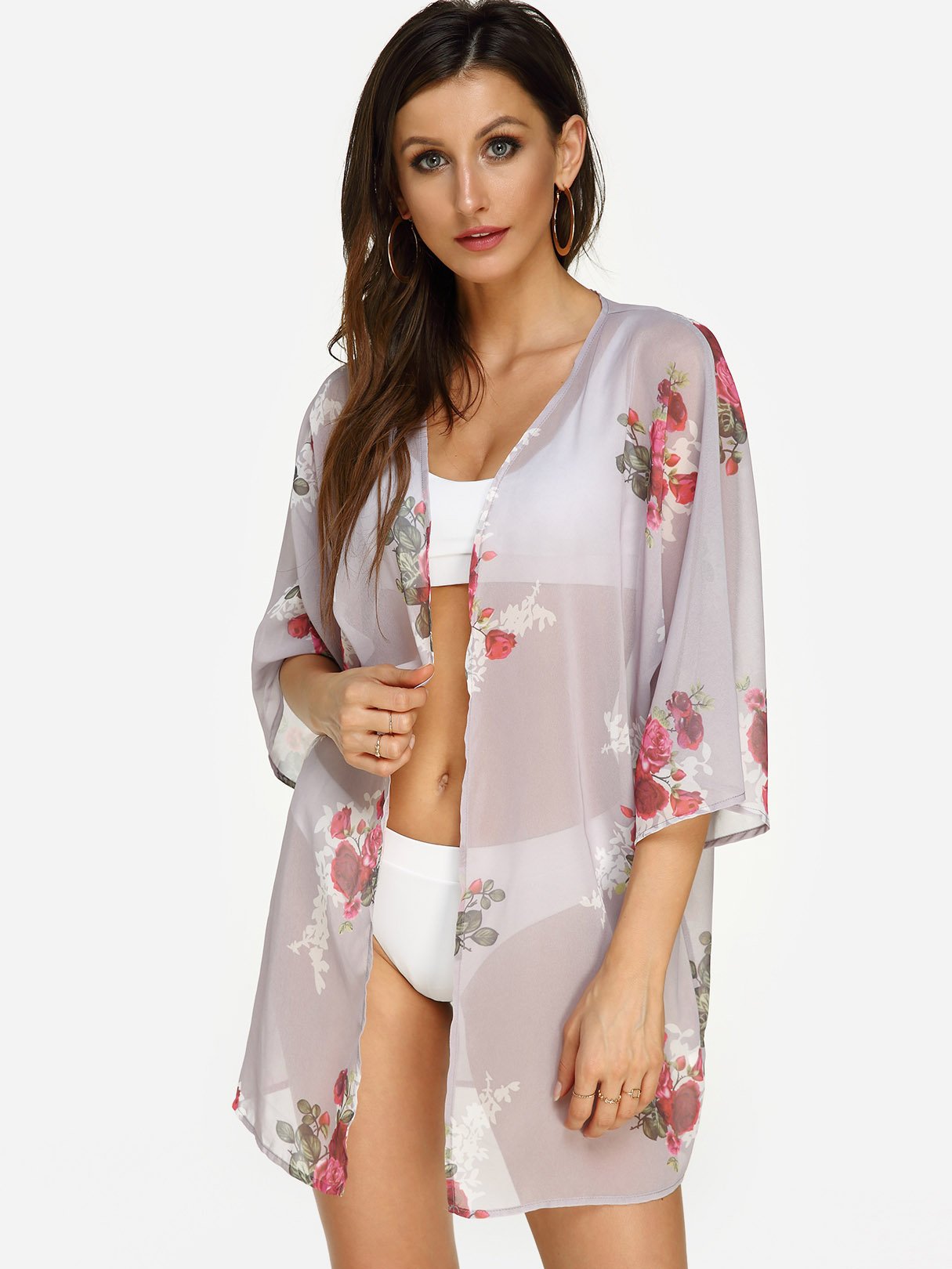 Custom Womens Floral Print Beach Kimono