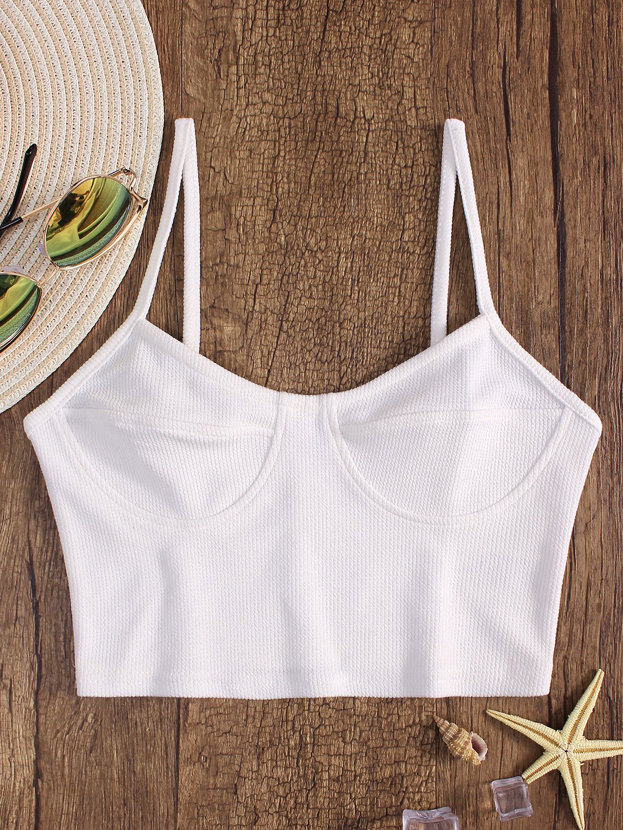 Wholesale V-Neck Sleeveless White Cropped Camis