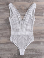 NEW FEELING Womens White Bodysuits