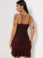 NEW FEELING Womens Burgundy V-Neck Dresses