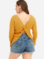 NEW FEELING Womens Yellow Plus Size Tops