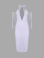 Wholesale White Round Neck Long Sleeve Plain Dresses