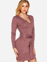 OEM Ladies Red V-Neck Dresses