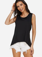 Wholesale Round Neck Plain Sleeveless Irregular Hem Black Camis