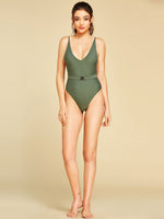 NEW FEELING Womens Green One-Pieces