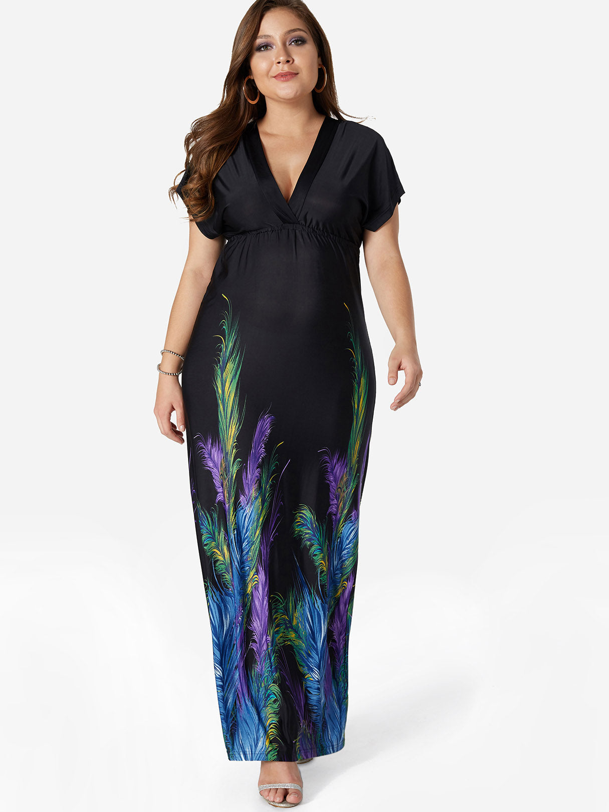 ODM Ladies Short Sleeve Plus Size Maxi Dress