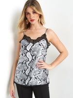 Wholesale V-Neck Animal Lace Spaghetti Strap Sleeveless Camis