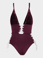 NEW FEELING Womens Burgundy One-Pieces