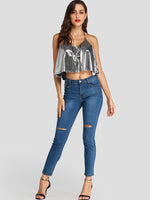 NEW FEELING Womens Silver Camis