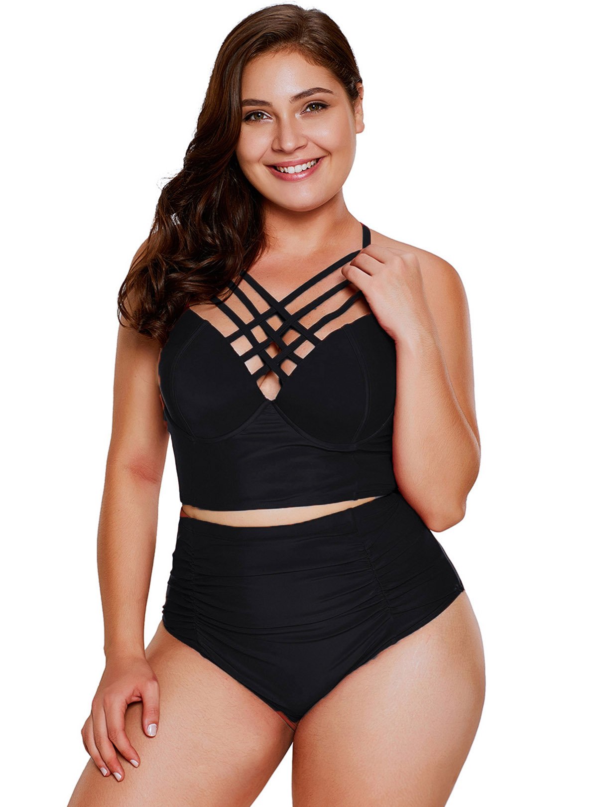 OEM Ladies Black Plus Size Swimwear