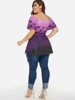 NEW FEELING Womens Purple Plus Size Tops