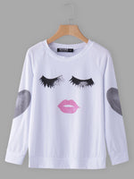 Wholesale Round Neck Letter Long Sleeve White T-Shirts