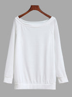 Wholesale Off The Shoulder Long Sleeve White T-Shirt