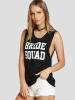 Wholesale V-Neck Letter Sleeveless Black Tank Top