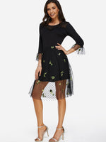 OEM Ladies Black Midi Dresses