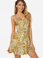 Wholesale Yellow V-Neck Sleeveless Floral Print Dresses
