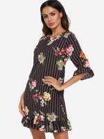 OEM Ladies Black Floral Dresses