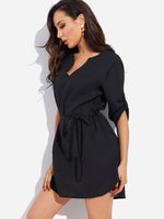 OEM Ladies Black V-Neck Dresses