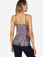 Wholesale V-Neck Printed Backless Lace-Up Spaghetti Strap Sleeveless Purple Camis
