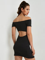 NEW FEELING Womens Black Off The Shoulder Dresses
