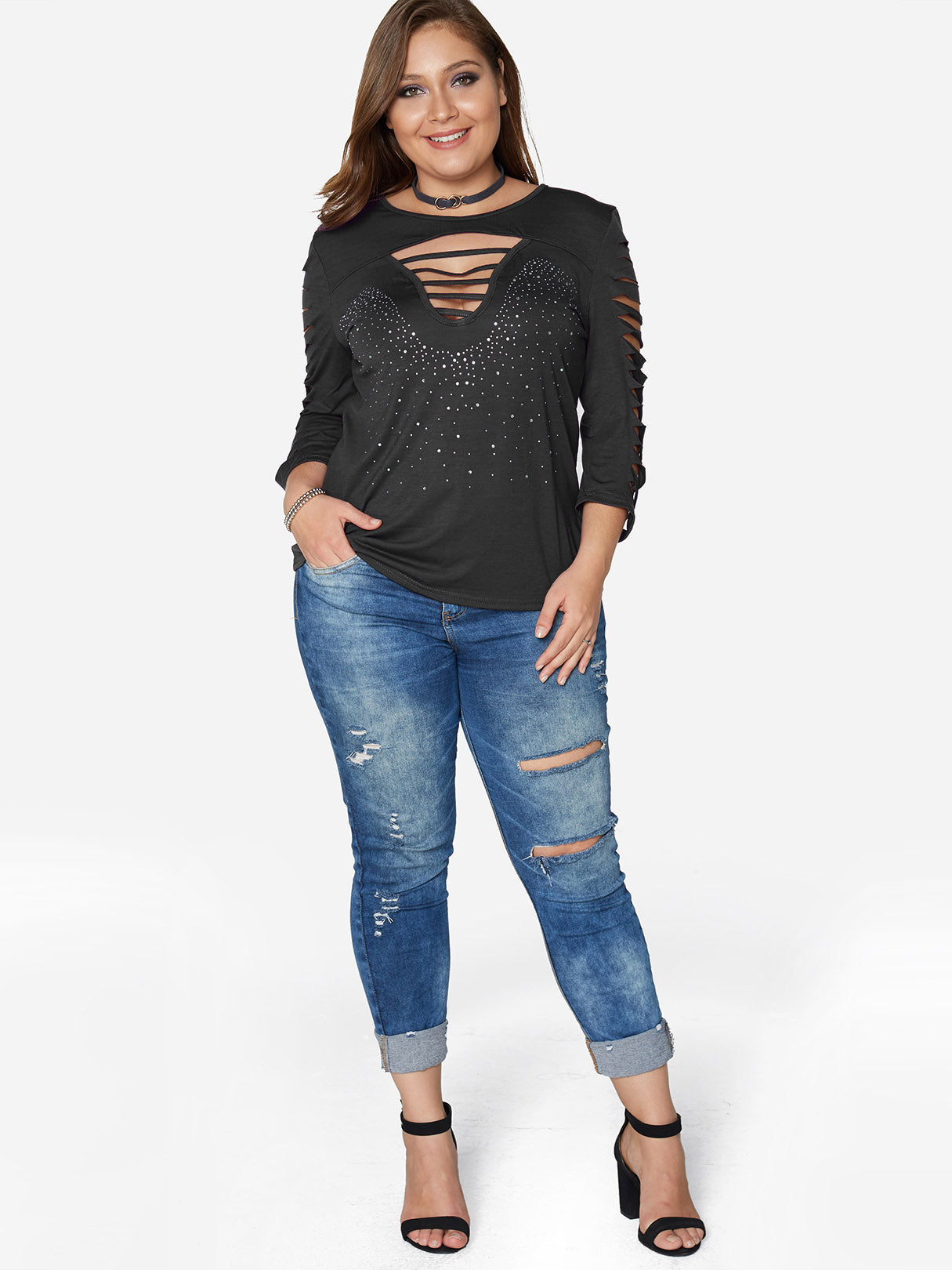 ODM Ladies 3/4 Sleeve Plus Size Tops