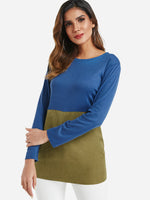 Wholesale Round Neck Colorblock Long Sleeve T-Shirts