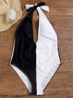 Wholesale Deep V Neck Sleeveless Black One-Pieces