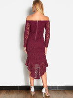 NEW FEELING Womens Burgundy Off The Shoulder Dresses