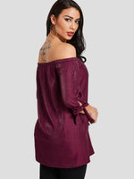 NEW FEELING Womens Burgundy Blouses