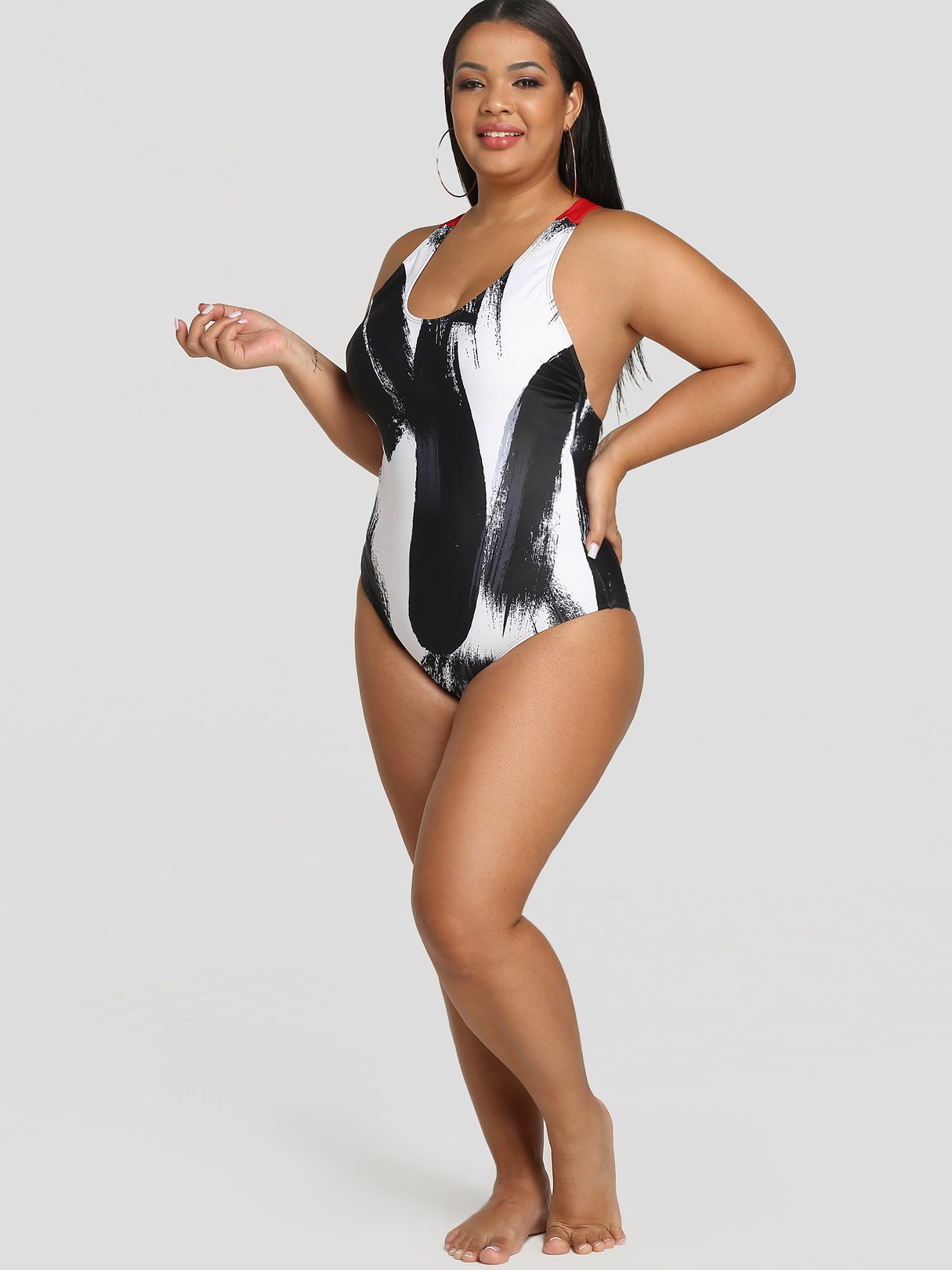 NEW FEELING Womens Color Block Plus Size Swimwear