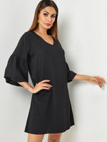 OEM Ladies Black V-Neck Dresses