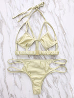 Wholesale Beige Sleeveless Cut Out Bikinis