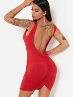 NEW FEELING Womens Red V-Neck Dresses