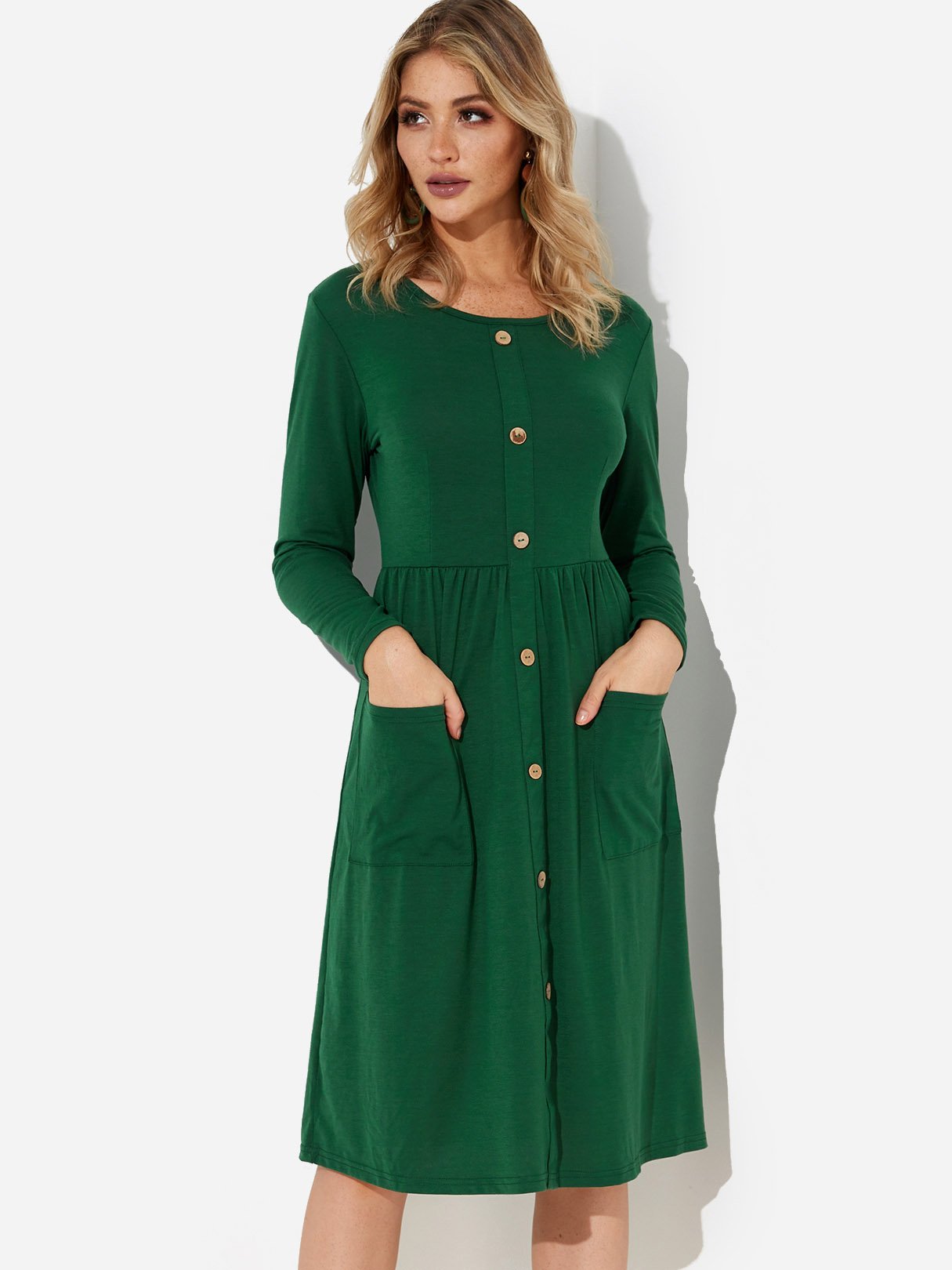 ODM Ladies Long Sleeve Midi Dress