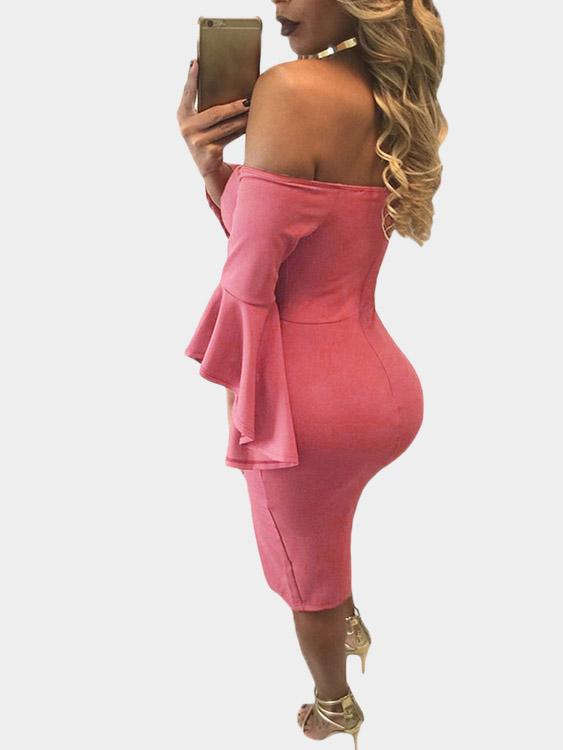 NEW FEELING Womens Red Off The Shoulder Dresses