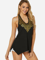 Wholesale Halter Sleeveless Backless Sequins Embellished Irregular Hem Camis