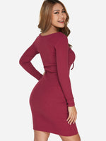 NEW FEELING Womens Burgundy V-Neck Dresses