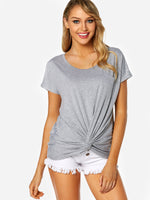 Wholesale Round Neck Plain Short Sleeve Grey T-Shirt