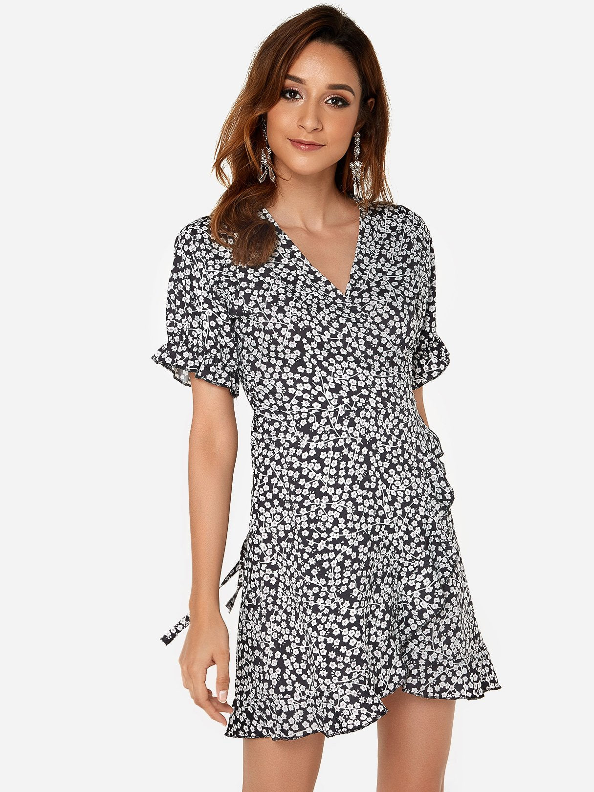 OEM Ladies Black V-Neck Dresses