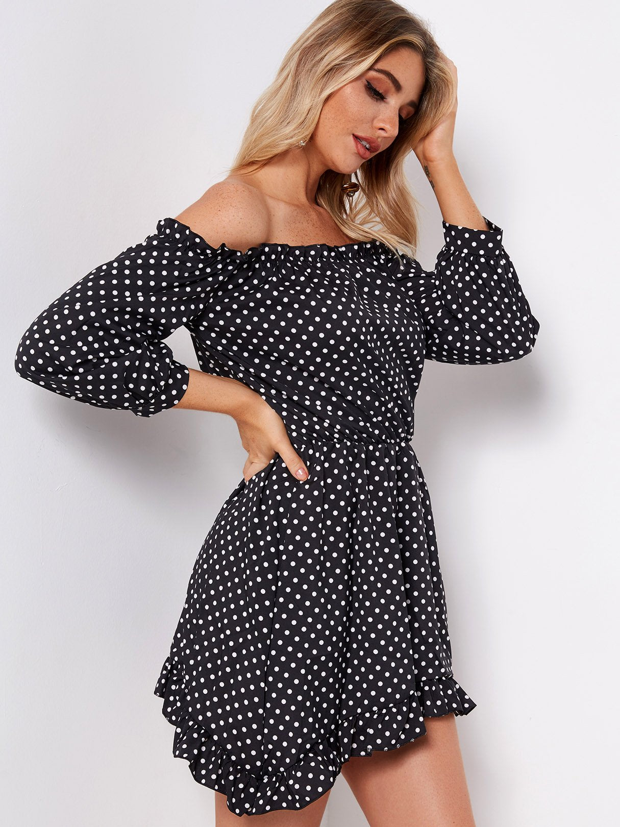 OEM Ladies Black Off The Shoulder Dresses