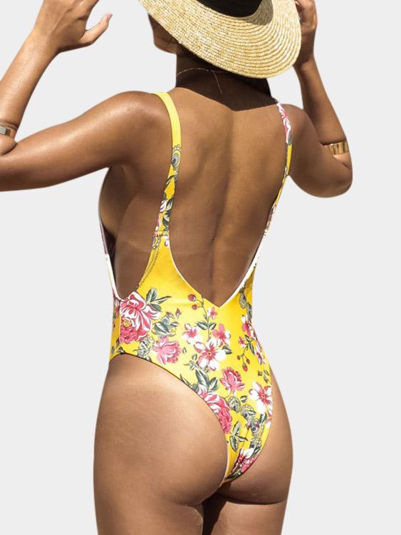 NEW FEELING Womens Yellow One-Pieces
