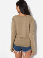NEW FEELING Womens Khaki T-Shirts