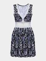 Wholesale Sleeveless Floral Print Lace Dress